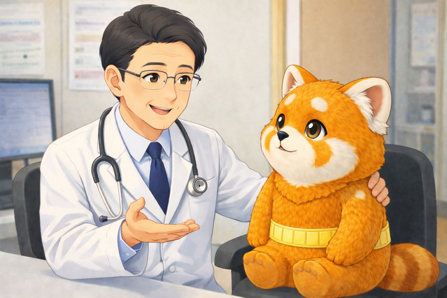 専門家と一緒に健康を考えるレッサーパンダ